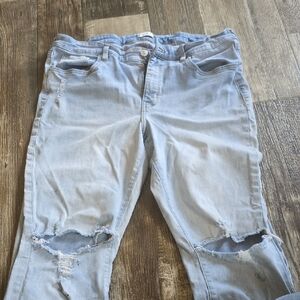 Wonderly Light Blue Skinny Jeans with Knee Rips